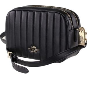 COACH JES CROSSBODY WITH LINEAR QUILTING BLACK LEATHER C1569 GOLD BAR